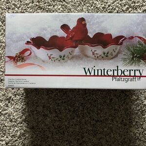 Pfaltzgraff Winterberry 2-Section Cardinal Server Dish New in Box
